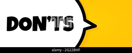 Donts. Speech bubble banner with Donts text. Loudspeaker. For business, marketing and advertising. Vector on isolated background. EPS 10. Stock Vector