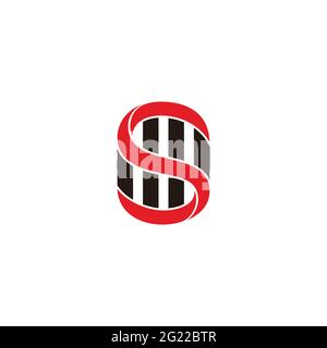 letter s stripes curve 3d flat geometric logo vector Stock Vector