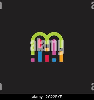 letter m motion stripes pixels simple logo vector Stock Vector