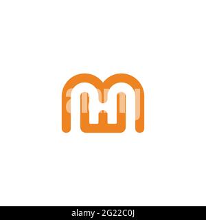 letter mh simple linear maze logo vector Stock Vector