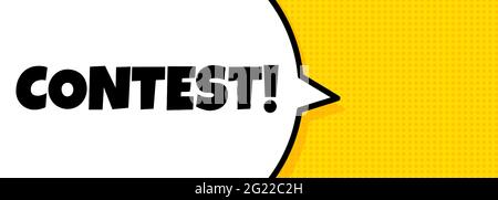 Contest. Speech bubble banner with Contest text. Loudspeaker. For business, marketing and advertising. Vector on isolated background. EPS 10. Stock Vector