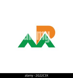 letter mp m mountain sun nature design logo vector Stock Vector