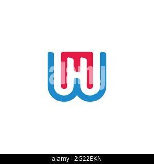 letter mw simple geometric colorful line logo vector Stock Vector