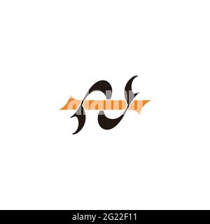 letter ni simple curve link logo vector Stock Vector