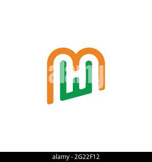 letter mw simple geometric colorful line logo vector Stock Vector