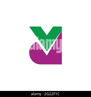 letter vd simple geometric colorful logo vector Stock Vector