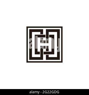 letter hh simple linked maze geometric line logo vector Stock Vector