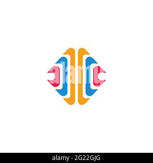 stripes curves colorful geometric elegant square logo vector Stock Vector