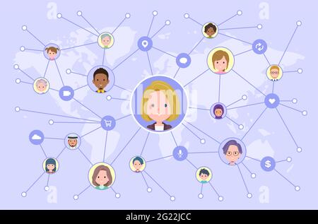 A set of blond hair business women disseminating information on social media.It's vector art so easy to edit. Stock Vector