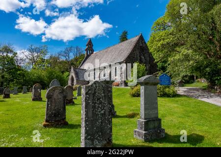 The new kirk and graveyard at Balquhidder, Scotland, where folk hero Rob Roy MacGregor is buried. Stock Photo