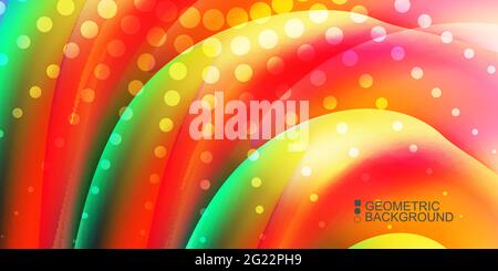 Geometric abstract background template with fluid waves in blurred colors Stock Vector