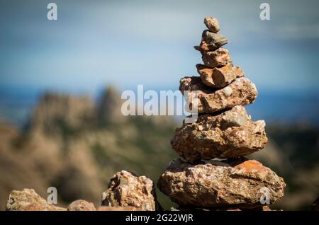 creating a pile with several stones of different sizes achieving balance and peace in Montserrat mountain