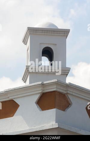 Architectural detail of chimneys in colonial houses of the colonial city of La Antigua Guatemala Stock Photo