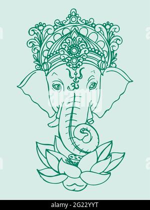Free Download Hindu God Lord Ganesha Vector Image. Free Printable Lord  Ganesha Coloring Image for kids. | Book art drawings, Ganesh art paintings, Ganesha  drawing