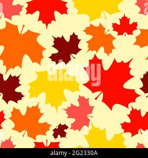 Autumn seamless plants pattern. Colored maple leaves. Fall season background for print, textile, advertising, posters, banners, wrapping paper, clothe Stock Vector