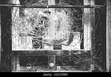 Distressed overlay texture of brocken cracked glass. grunge background. abstract halftone vector illustration Stock Vector