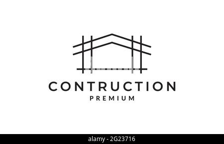 lines iron building construction logo vector icon illustration design Stock Vector