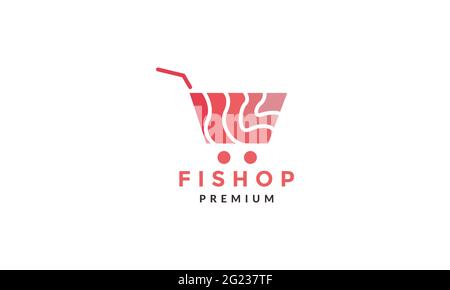 fish abstract with trolley logo symbol vector icon illustration graphic design Stock Vector