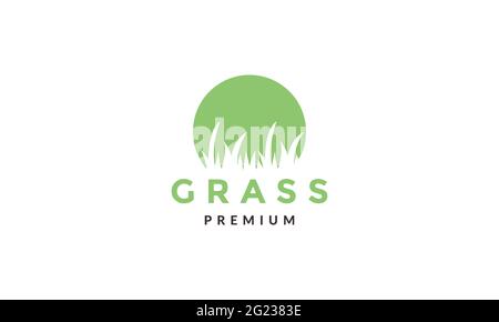 negative space green grass logo symbol vector icon illustration graphic design Stock Vector