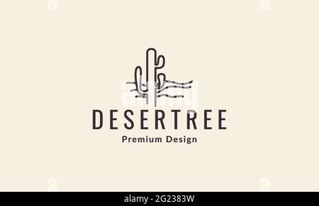lines hipster cactus desert logo symbol vector icon illustration graphic design Stock Vector