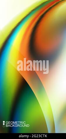 Geometric abstract background with waves in blurred colors Stock Vector