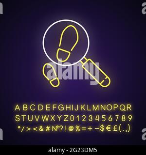 Looking for footsteps neon light icon Stock Vector