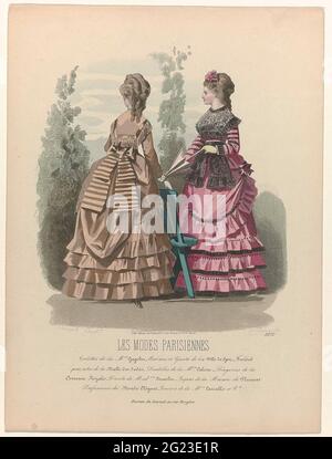 An Explosion of Fashion Magazines. Starting from the 1850s, fashion magazines became more affordable and acquired a wider readership. The invention of the sewing machine around 1850 made it easier for people to make their own clothes. Ready-made garments were now also on offer, with fashion plates providing vendor addresses, such as the Maison Gagelin in Paris. Stock Photo