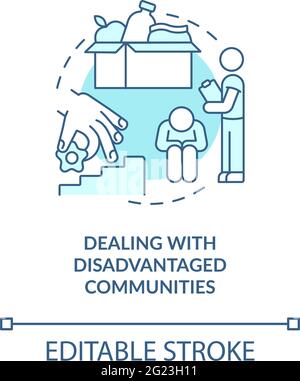 Dealing with disadvantaged communities concept icon Stock Vector Image ...