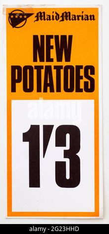 1970s Shop Advertising Price Display Label - New Potatoes Stock Photo