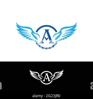letter A wings logo vector illustration.EPS 10 Stock Vector