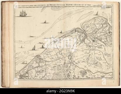 Map of West Flanders, 1707, 1707 Map of West Flanders with the cities ...