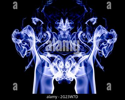 blue smoke on a black backgroud Stock Photo