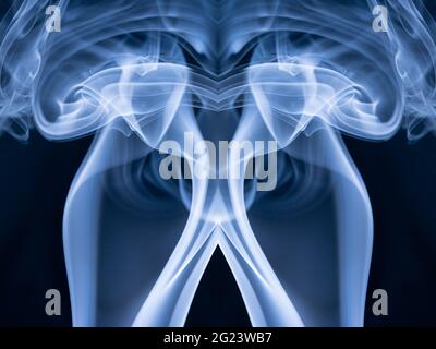 blue smoke on a black backgroud Stock Photo