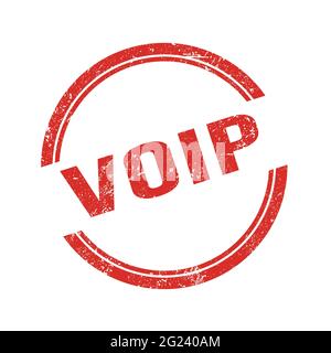 VOIP text written on red grungy zig zag borders round stamp Stock Photo ...