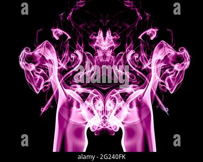 purple smoke on a black background Stock Photo