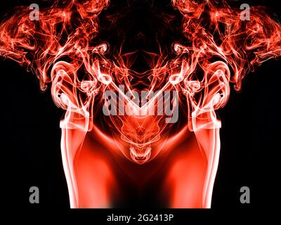 Red smoke on a black background Stock Photo