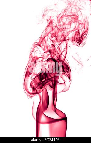 Red smoke on a white background Stock Photo