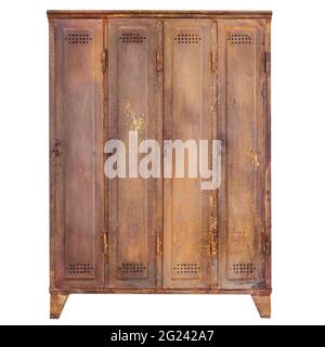 Vintage rusted locker isolated on a white background Stock Photo