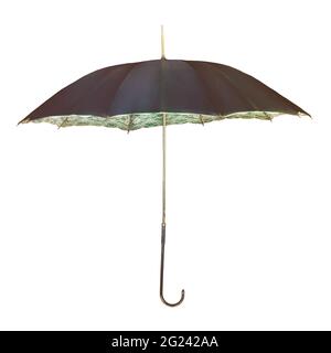Vintage umbrella with romantic inner flower decoration isolated on a white background Stock Photo