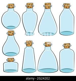 Set of color cans, vials, bottles. Isolated vector objects on white background. Stock Vector