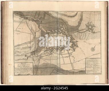 Siege from Aire, 1710; Plan de la Ville d'Aire et du Fort St. François et de Ses Trois Attaques (...) Assiégée Par les Hauts Alliés (...) 1710. Map of the town of the city of Aire with the Fort St. François, BESTED from September 11 and taken by the Allies under the prince of Anhalt-Dessau on November 8, 1710. At the bottom right a cartouche with the legend AP in French. Part of a bundled collection of plans of battles and cities renowned in the Spanish succession war. Stock Photo