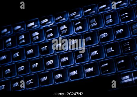 Close-up od blurred black computer keyboard Stock Photo
