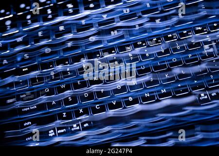 Close-up od blurred black computer keyboard Stock Photo