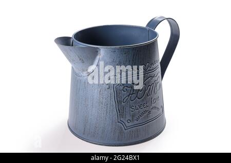 iron jug for watering flowers on white background Stock Photo