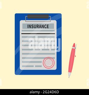Clipboard with medical insurance claim form on it Stock Vector