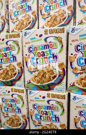 General Mills Cinnamon Toast Crunch cereal on display at a Costco ...