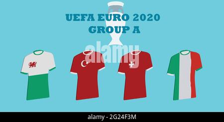 UEFA Euro 2020 Tournament Group A Stock Vector