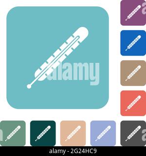 Fever thermometer white flat icons on color rounded square backgrounds Stock Vector