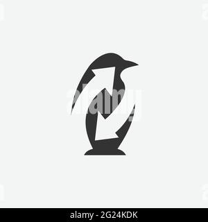 Penguin logo template vector image. Animal logo penguin with arrow icon in negative space style design vector Stock Vector