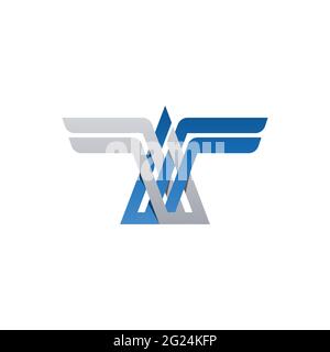 Initial letter A wings logo design vector. Letter A wings modern logo with dual colors isolated on a white background Stock Vector